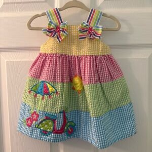 Rare Editions Multicolor Seersucker Baby Dress